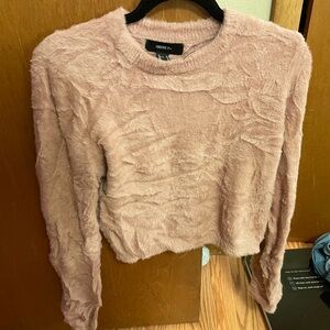 Forever 21 Blush Textured Crew Neck Sweater